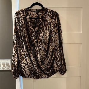 INC International Concepts Brown Animal Print Blouse